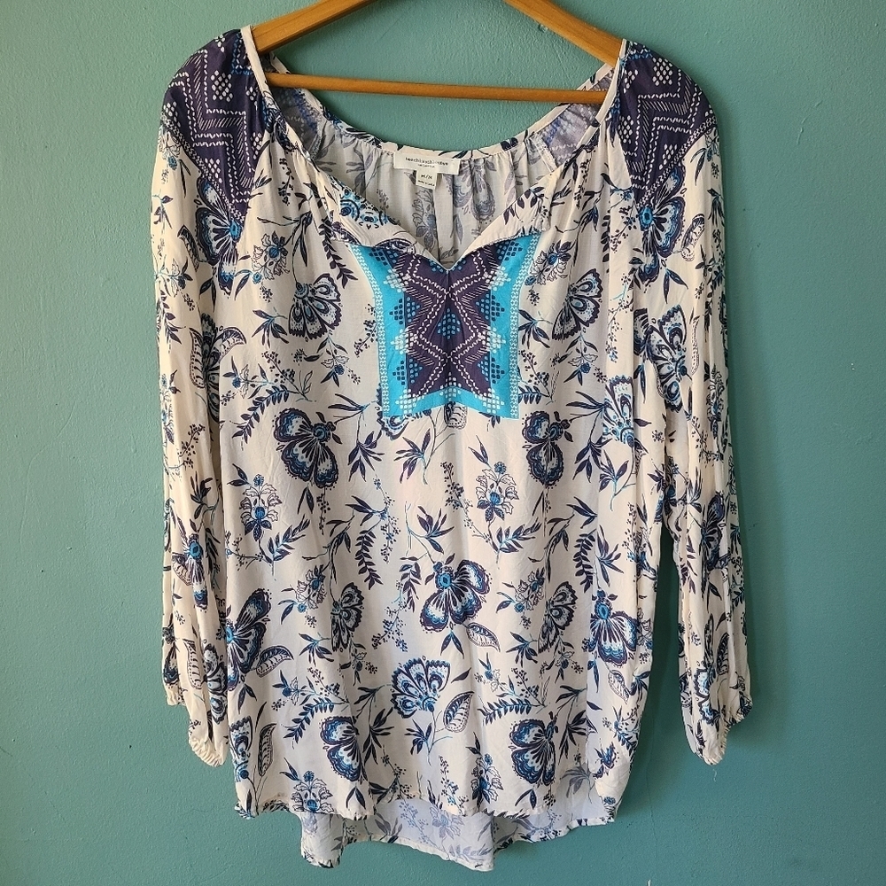 Beachlunchlounge Collection Floral Top Size Medium Blue